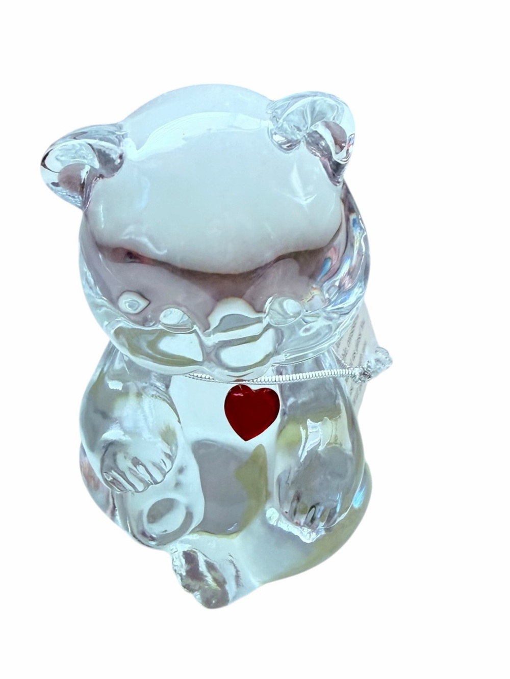 Vintage Fenton July Birthstone Heart Glass Bear Figurine